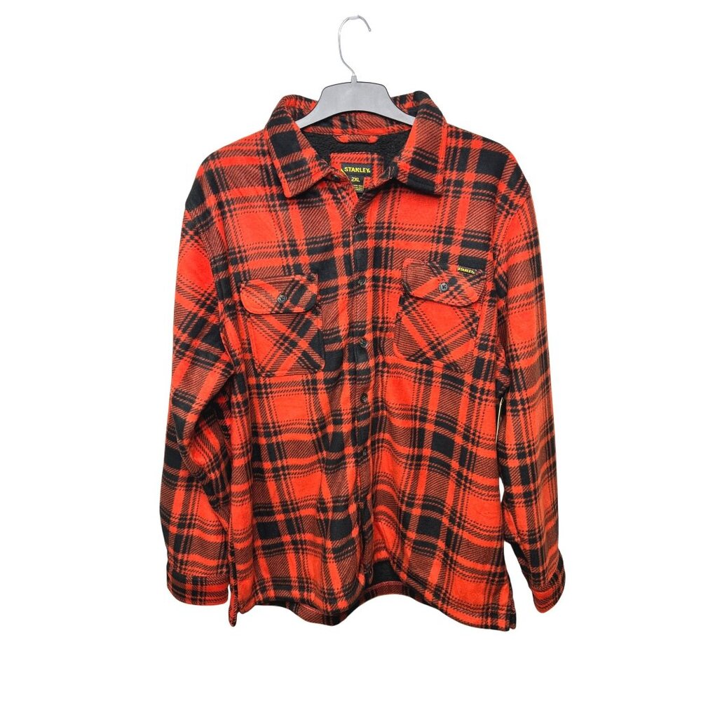 Stanley Men's Red & Black Plaid Sherpa-Lined Flannel Shirt Jacket Size 2XL